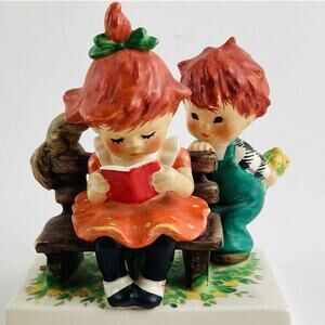Goebel Red head Figurine Girl Bench Reading Boy Flowers Squirrel Young Man Fancy